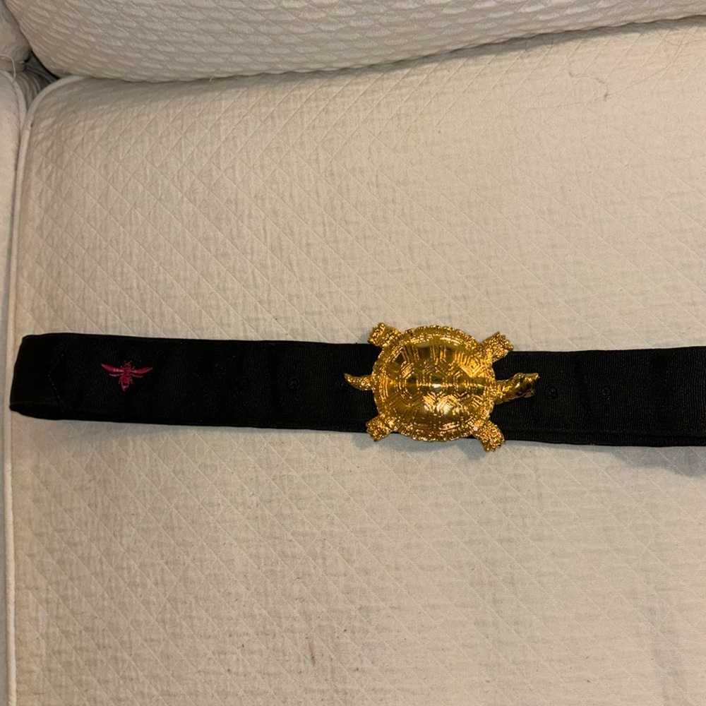 Vintage brass turtle ribbon belt